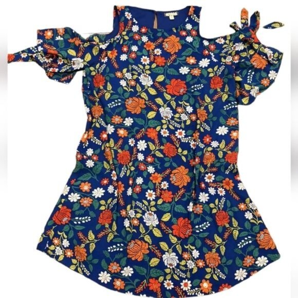 Dress Eyeshadow Blue Floral Cold Shoulder Women's WOMAN'S Size Medium - Picture 1 of 11